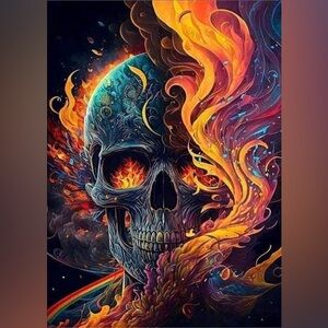 Flaming Skull DIY 5D Full Round Drill Diamond Painting